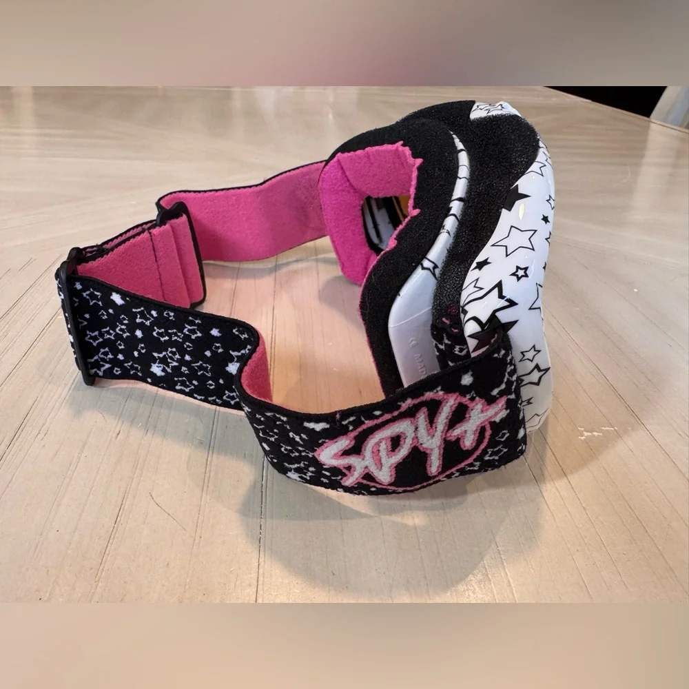 ❄️ Spy Targa Snow Goggles – White, Black & Pink Star Pattern ❄️  Youth Mini